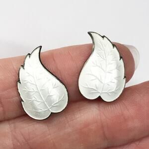 Art Deco Norway Ivar T. Holth Sterling Silver 925 Guilloche Enamel Clip Earrings